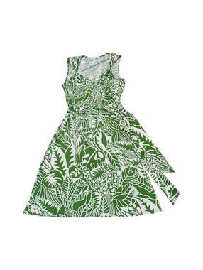 Sleeveless Midi Dress Green faux wrap 8P Petites Laundry by Shelli Segal belted